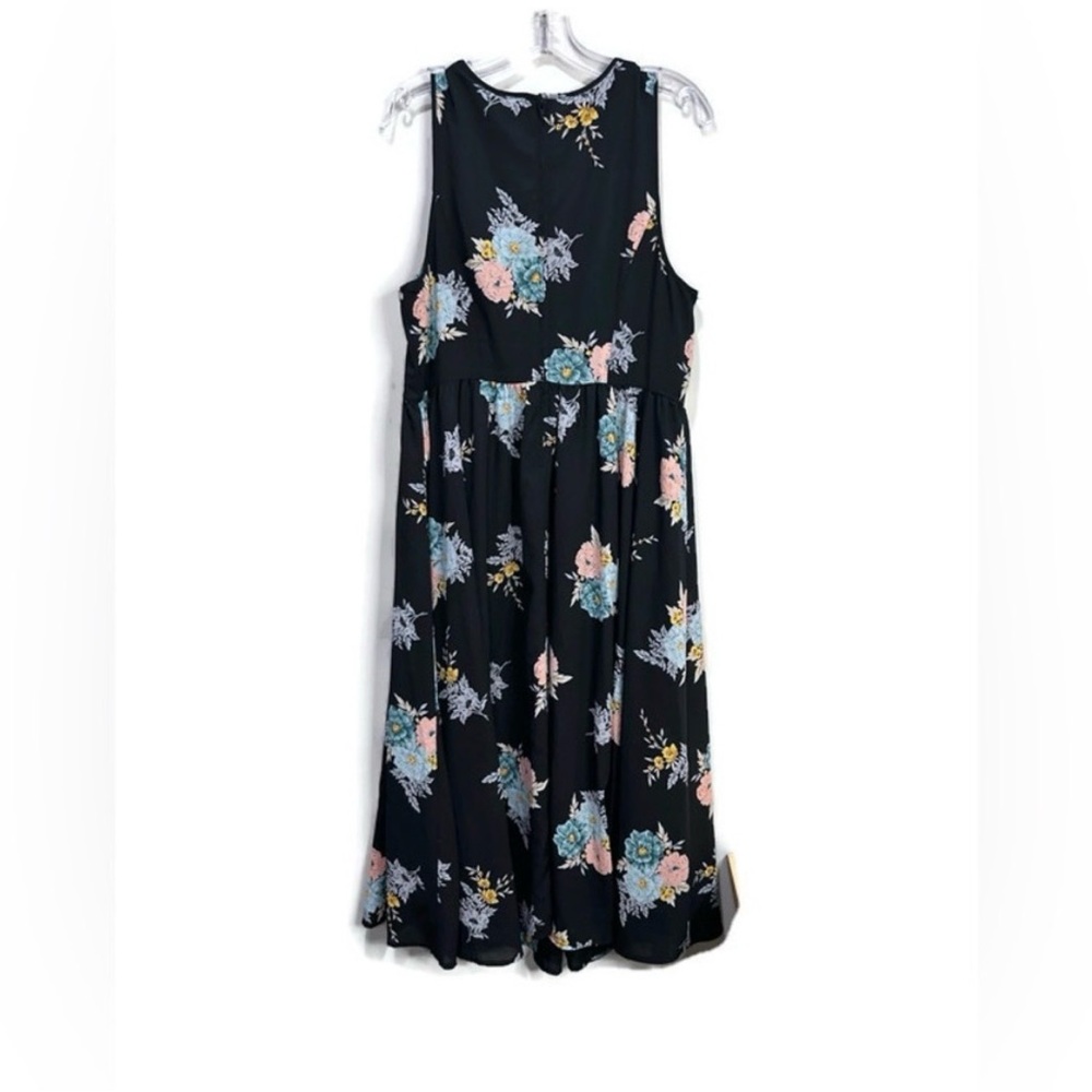 Torrid Black Floral Sleeveless Midi Dress Size 14 - Picture 4 of 6